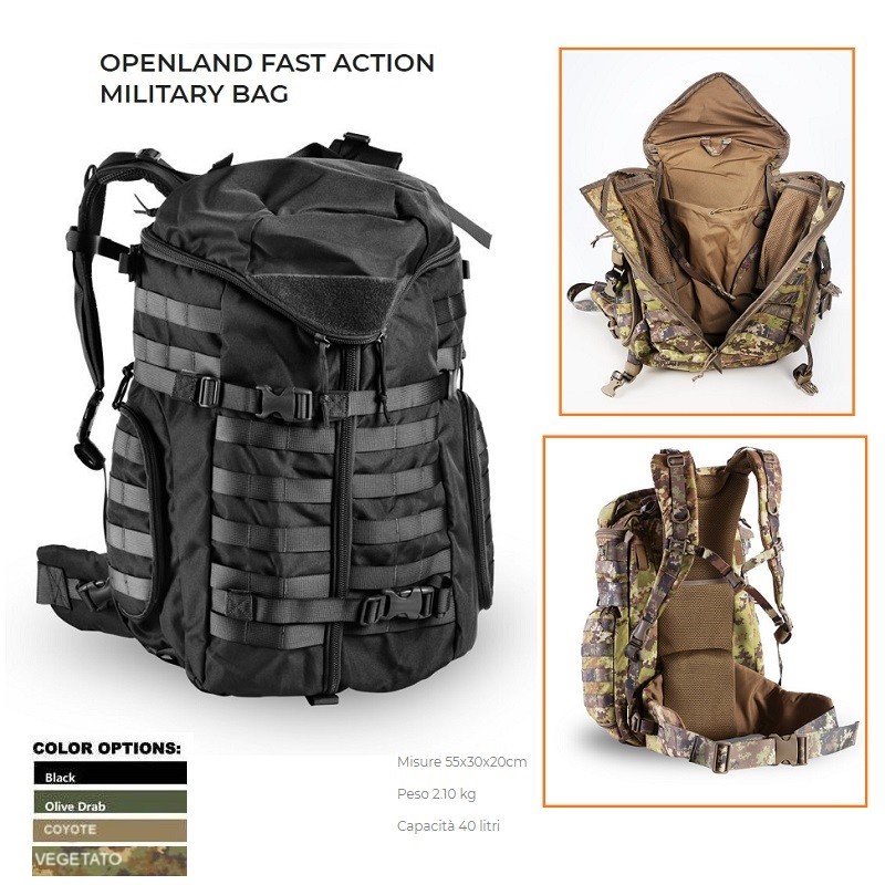 OPENLAND FAST ACTION MILITARY BACKPACK - 40 Litri (OPT-605)