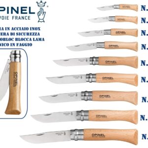 OPINEL INOX - Coltello chiudibile con blocco sicurezza e manico in faggio