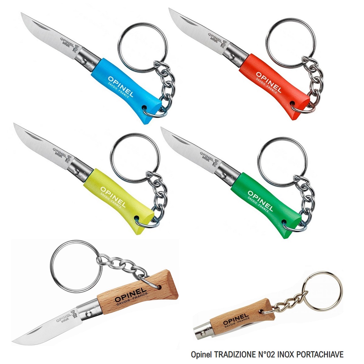 OPINEL TRADIZIONE N°02 INOX PORTACHIAVE - MINI KNIFE KEYCHAIN