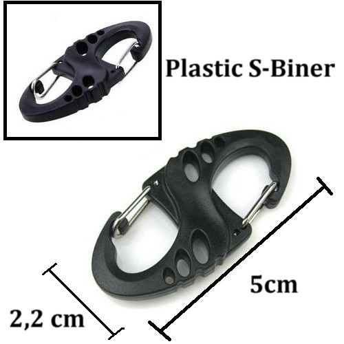 Black Plastic S-Biner - moschettone 5 cm