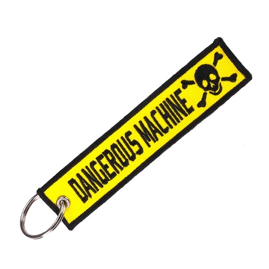 "DANGEROUS MACHINE" Key chain - portachiavi ricamato ambo i lati