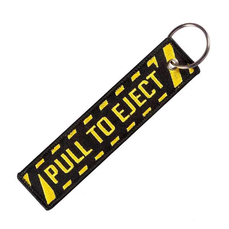"PULL TO EJECT" Key chain - portachiavi ricamato ambo i lati