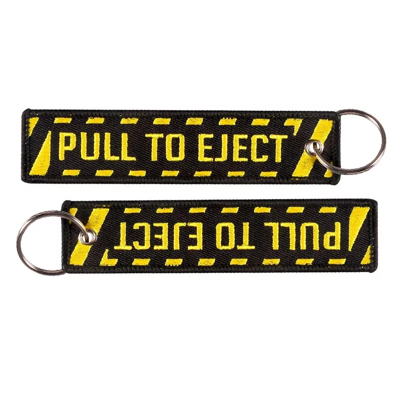 "PULL TO EJECT" Key chain - portachiavi ricamato ambo i lati - immagine 2