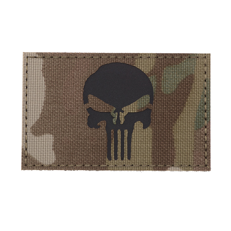 "PUNISHER" Patch Multi Camo - IR Reflctive - Laser Cut Design - rettangolare