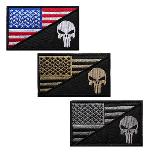 PUNISHER/USA FLAG PATCH Ricamata
