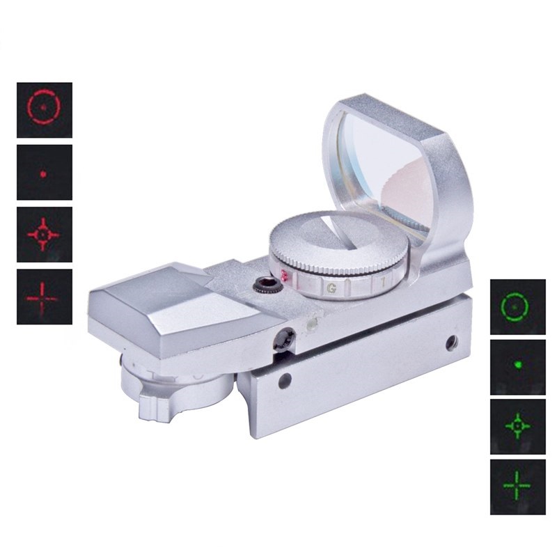 RD400-Silver-4-Reticle-Scope-Red-Green-Dot-Holographic-Sight-20mm-