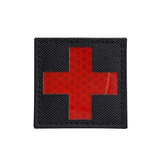 RED CROSS BLACK - RED REFLECTIVE - LASER CUT PATCH