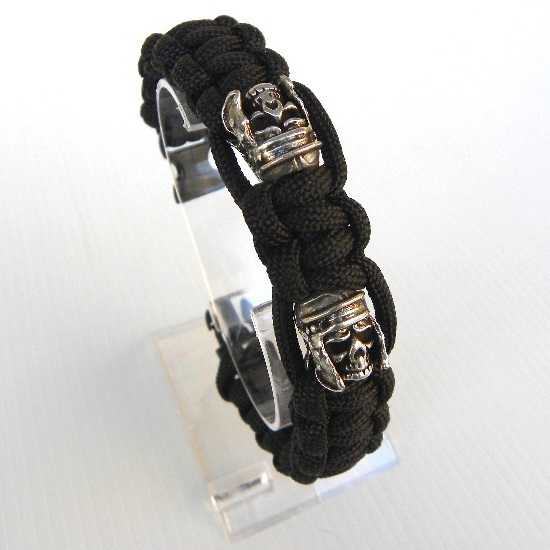 Roman Legionary skull Survival bracelet black