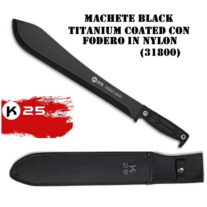 RUI K25 MACHETE Black Titanium Coated con fodero in nylon (31800)
