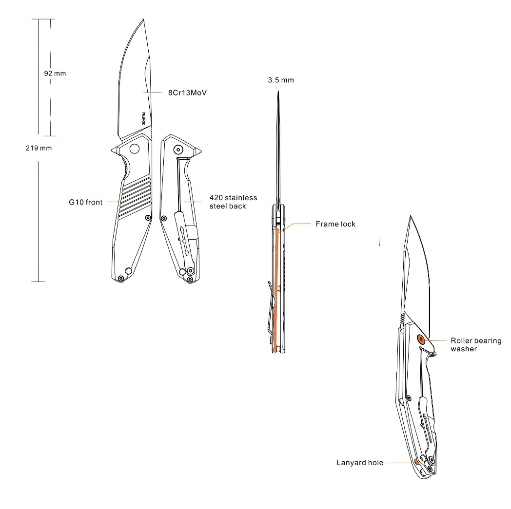 Ruike D191-B Foldable Knife Black - Image 2