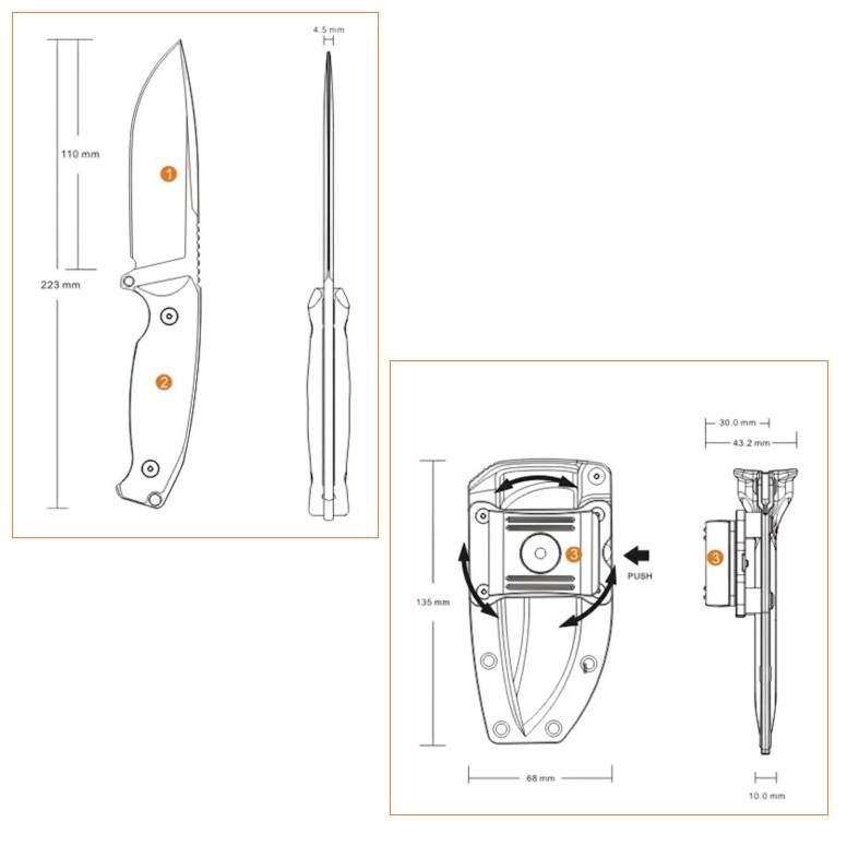 RUIKE F118-B Fixed Knife Black - custodia in ABS con clip girevole da cintura - Image 2