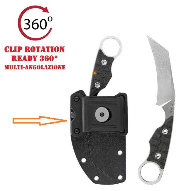 RUIKE FS68-B Fixed Knife Black - custodia in ABS con clip girevole da cintura - Image 3
