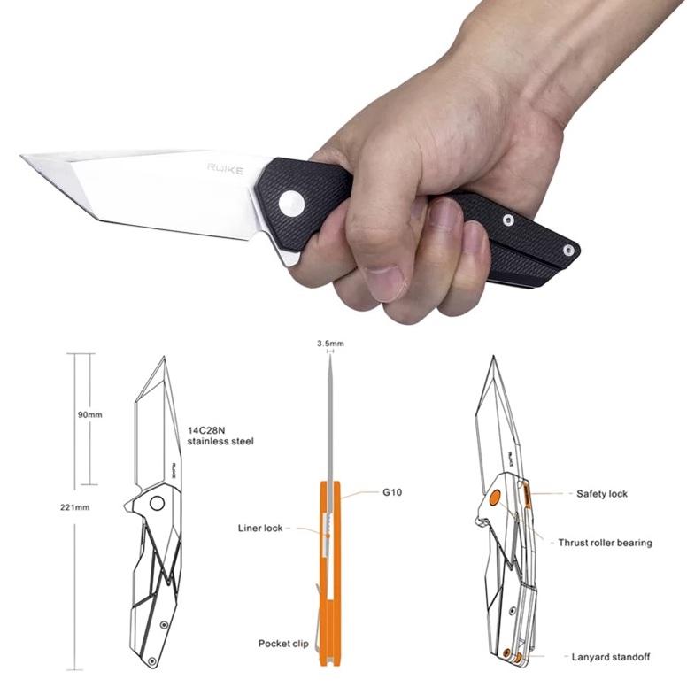 RUIKE Folding Pocket Knives Black P138-B - Image 2