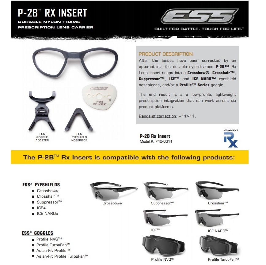 ESS P-2B RX Insert System - compatibile ICE/CROSSBOW/NARO/ NVG Goggle - immagine 2