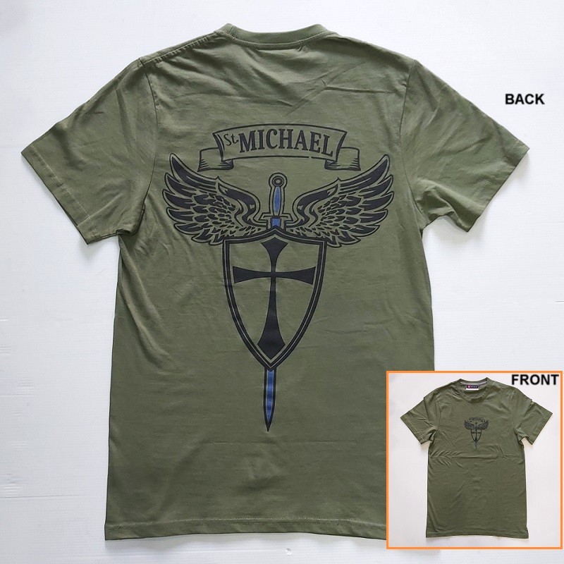 SAINT MICHAEL THIN BLUE LINE - T-shirt Olive Drab(verde oliva)