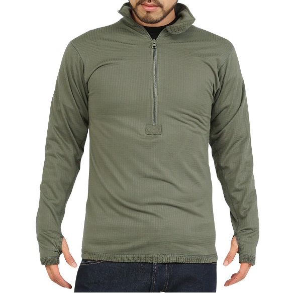 SBB Base II Zip · Maglia Termica Pile Grid Verde OD · Zip 36 cm · Foro Pollice - immagine 4