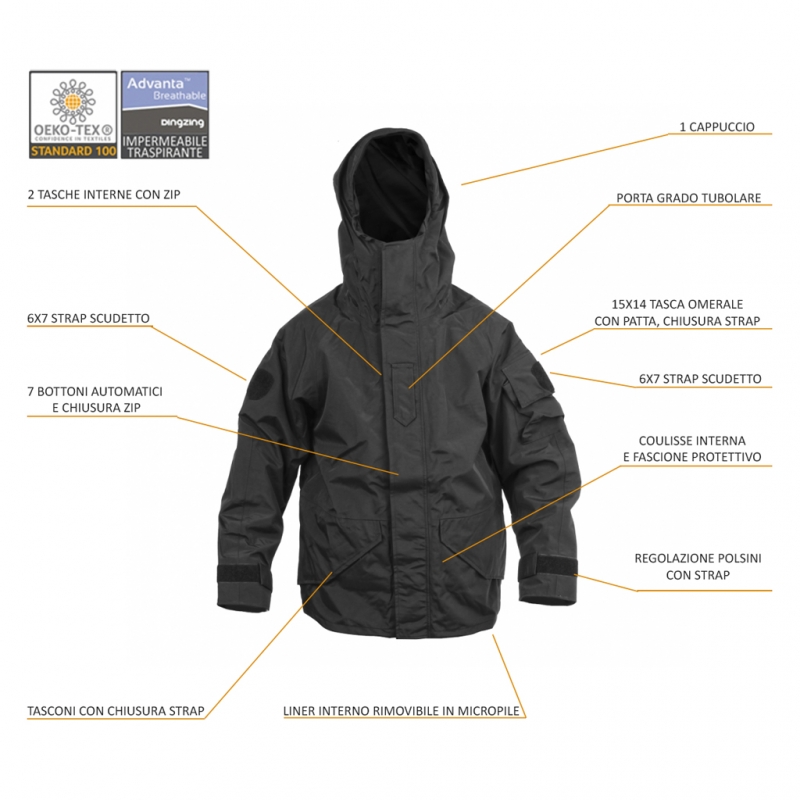 SBB Parka Impermeabile Traspirante Gen.II - nero o woodland - immagine 6