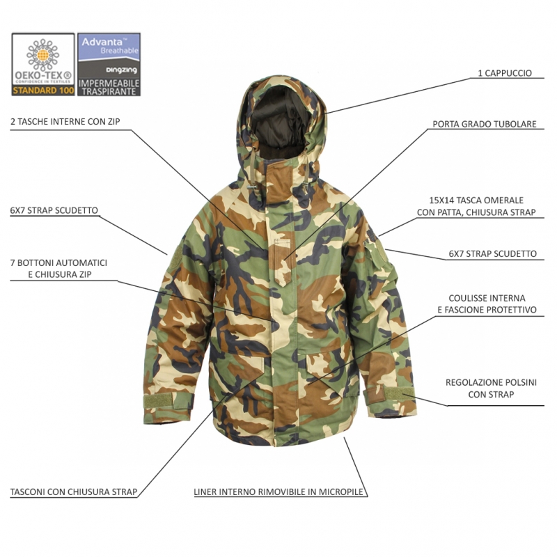 SBB Parka Impermeabile Traspirante Gen.II - nero o woodland - immagine 2