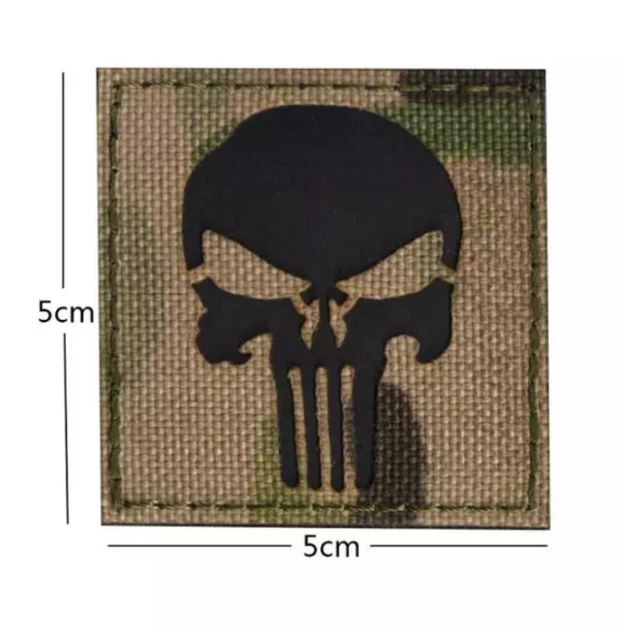 "PUNISHER" Patch Multi Camo- IR Reflctive - Laser Cut Design - quadrata