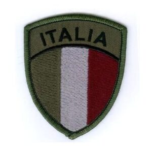 Scudetto Italia a bassa visibilita' verde oliva- ricamato