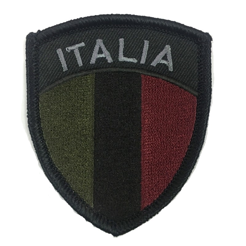 Scudetto Italia a bassa visibilita' nero- ricamato