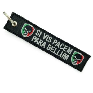 SI VIS PACEM PARABELLUM keychain - portachiavi con stesso ricamo su ambo i lati