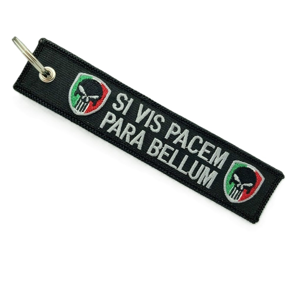 SI VIS PACEM PARABELLUM keychain - portachiavi con stesso ricamo su ambo i lati