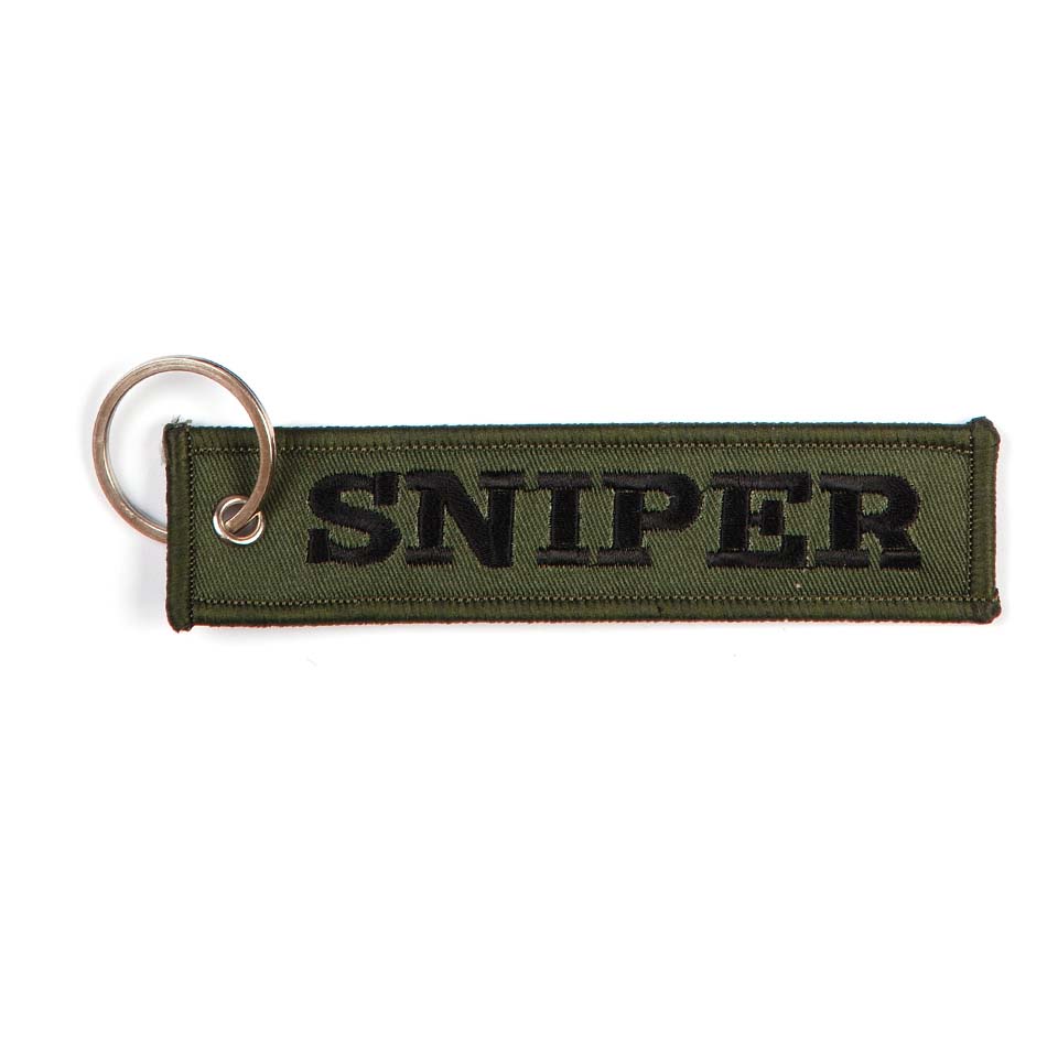 SNIPER olive keychain - portachiavi ricamato su ambo i lati