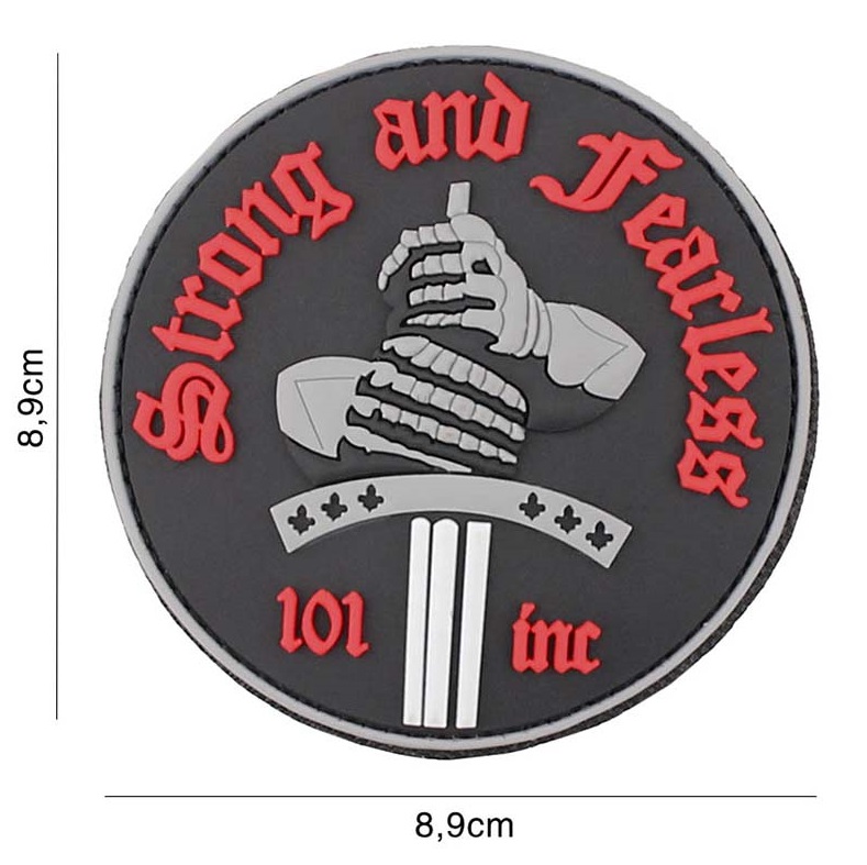 101 Inc. " Strong and Fearless" PVC patch rosso e nero