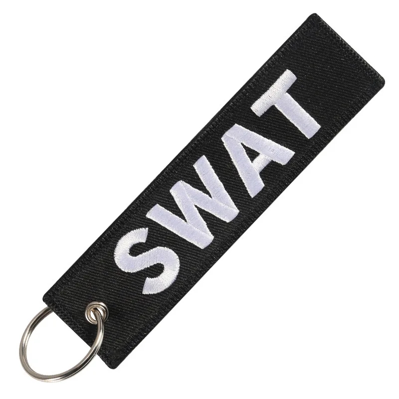 SWAT black keychain - portachiavi ricamato su ambo i lati