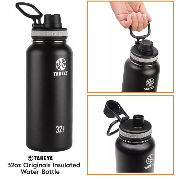 Takeya ORIGINALS INSULATED BOTTLE 32oz / 950ml BLACK (50011)-Borraccia Termica