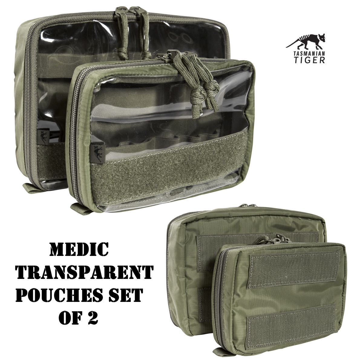 Tasmanian Tiger Medic Pouch Set VL Transparent pouches set of 2 - olive drab(7566)