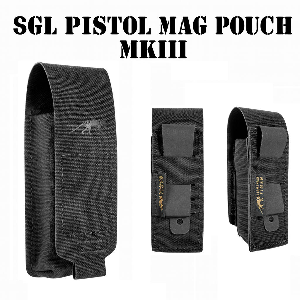 Tasmanian Tiger SGL Pistol Mag Pouch MKIII Black (8950)– Porta caricatore singolo per pistola, compatibile con Glock, SIG, HK, Beretta M9