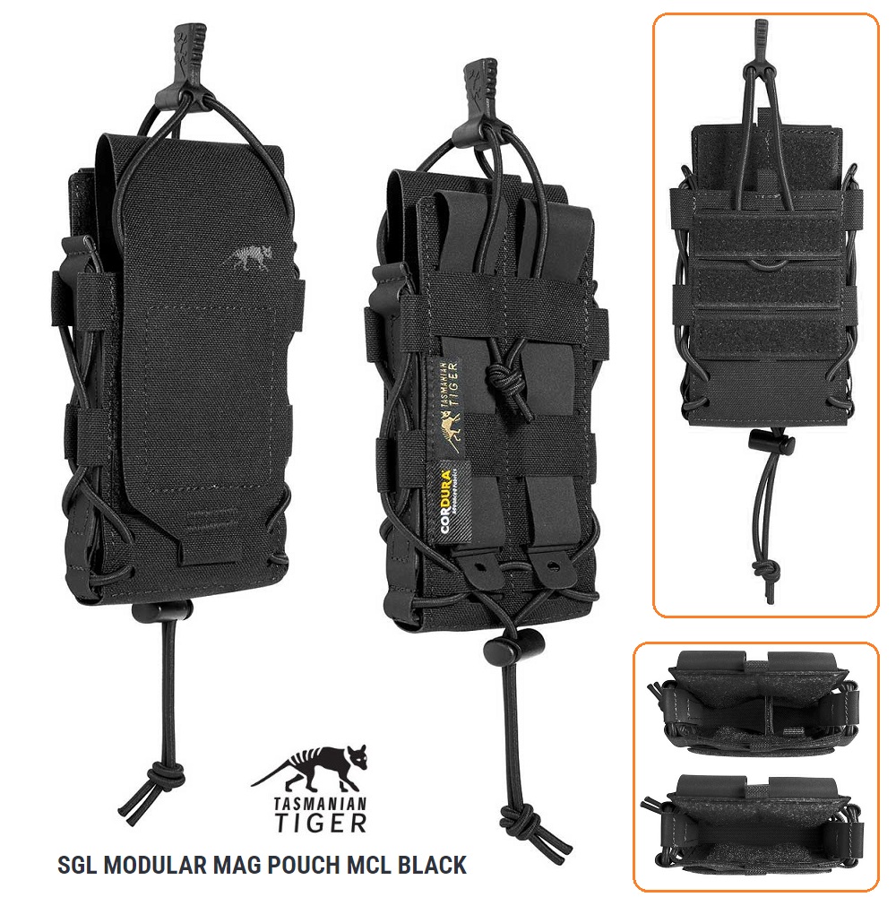 TASMANIAN TIGER SINGLE MODULAR MAG POUCH MCL BLACK (8724) FOR RIFLE & PISTOL MAG