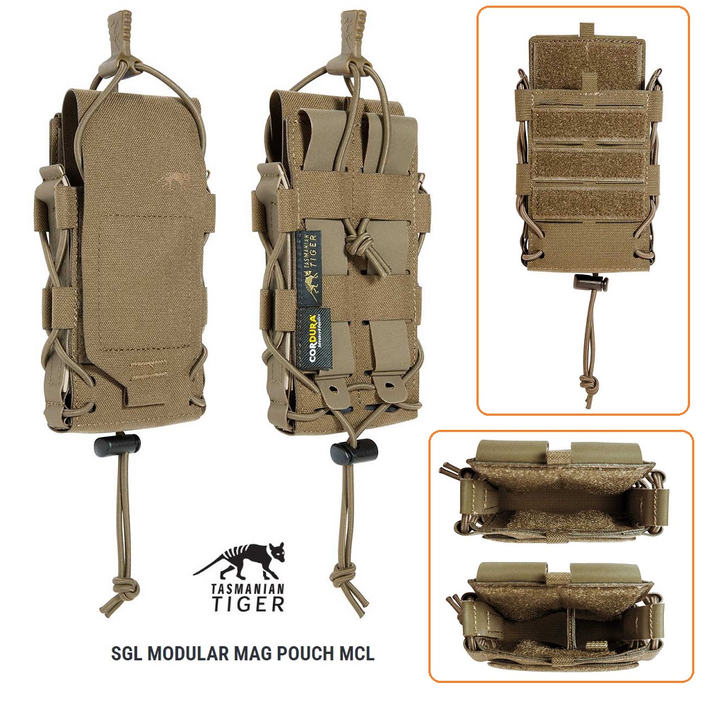 TASMANIAN TIGER SINGLE MODULAR MAG POUCH MCL COYOTE BROWN (8724) FOR RIFLE & PISTOL MAG