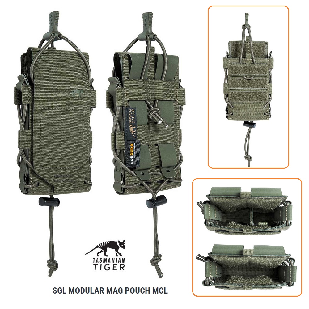 TASMANIAN TIGER SINGLE MODULAR MAG POUCH MCL OLIVE DRAB (8724) FOR RIFLE & PISTOL MAG