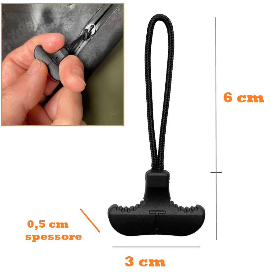 T-Grip Zipper Pulls Black -tiretto per cerniere