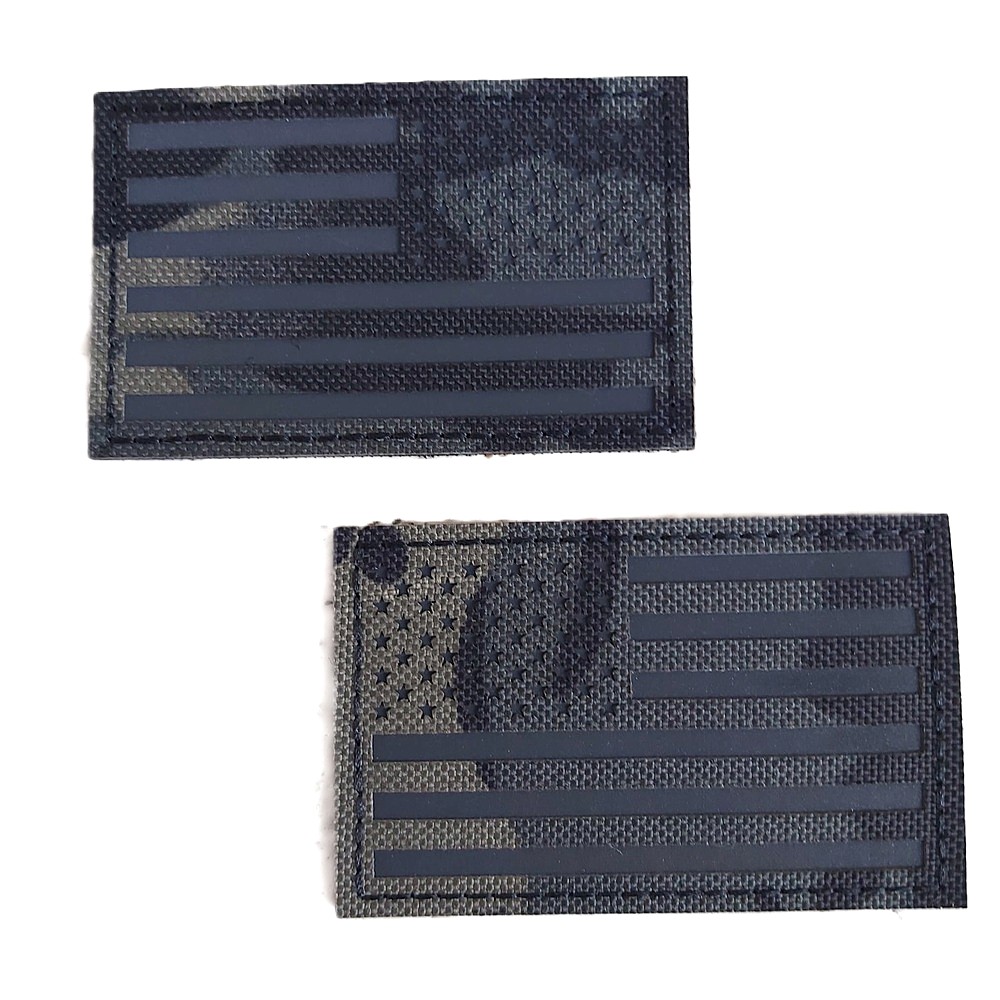 USA Flag Patch Multicam Black – Laser Cut – Infrared/Reflective