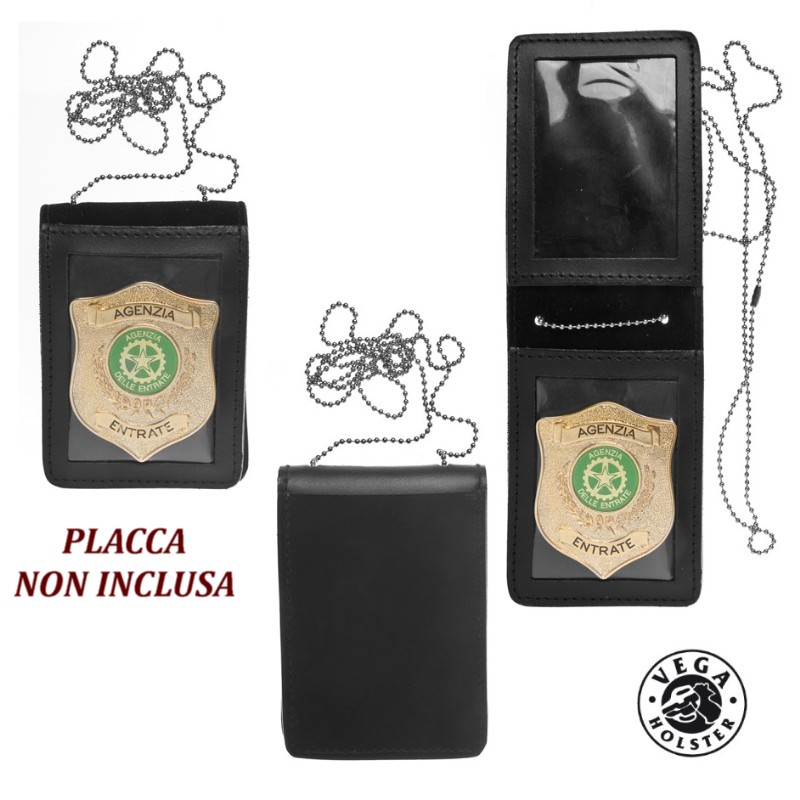 Vega Holster Portaplacca, portatessera,badge - pelle nera (1WL)