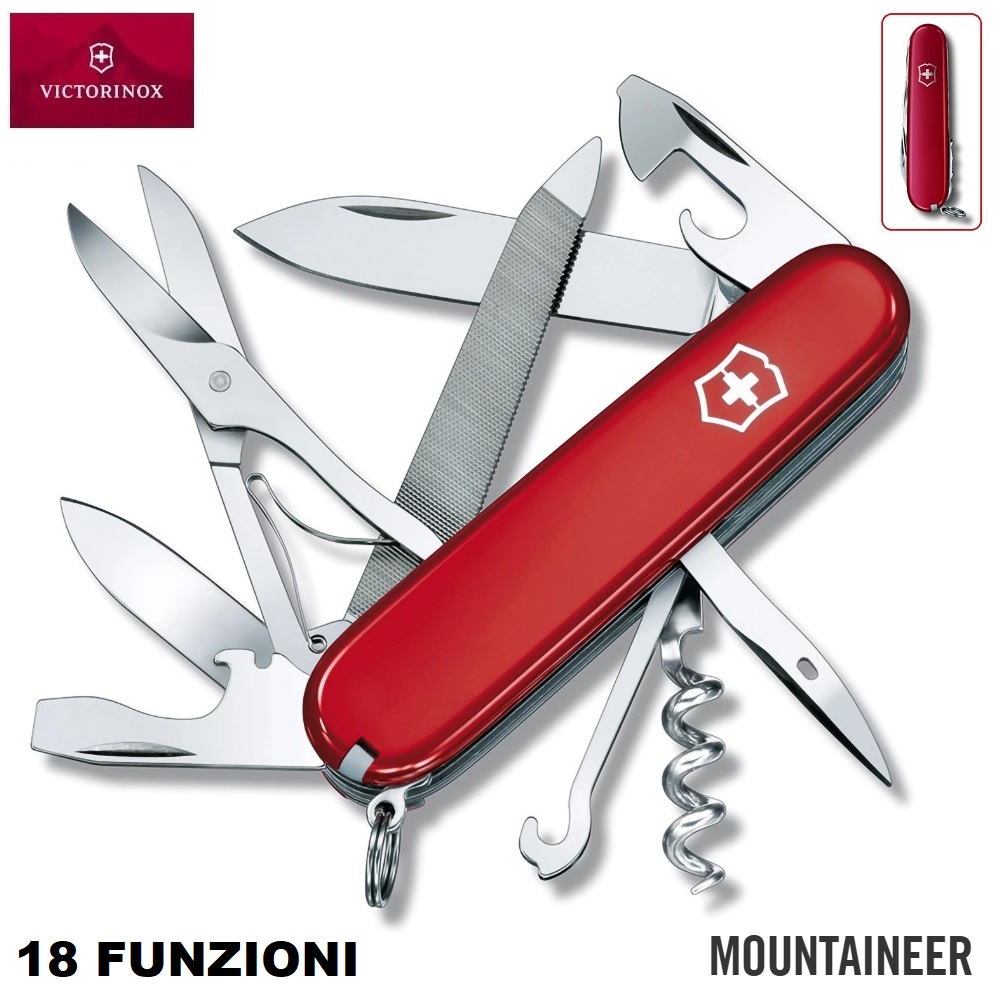 VICTORINOX MOUNTAINEER RED - COLTELLINO MULTIUSO 18 FUNZIONI - 91mm (1.3743)