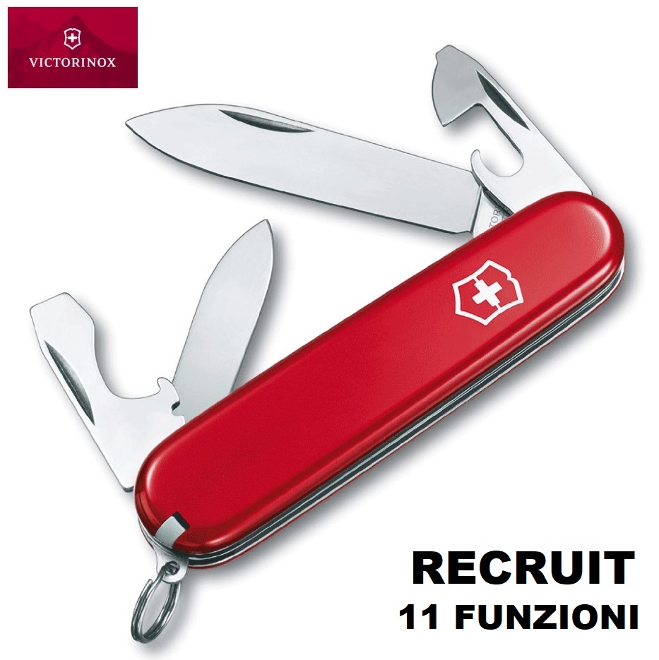 VICTORINOX RECRUIT RED - COLTELLINO MULTIUSO 11 FUNZIONI - 84mm (0.2503)