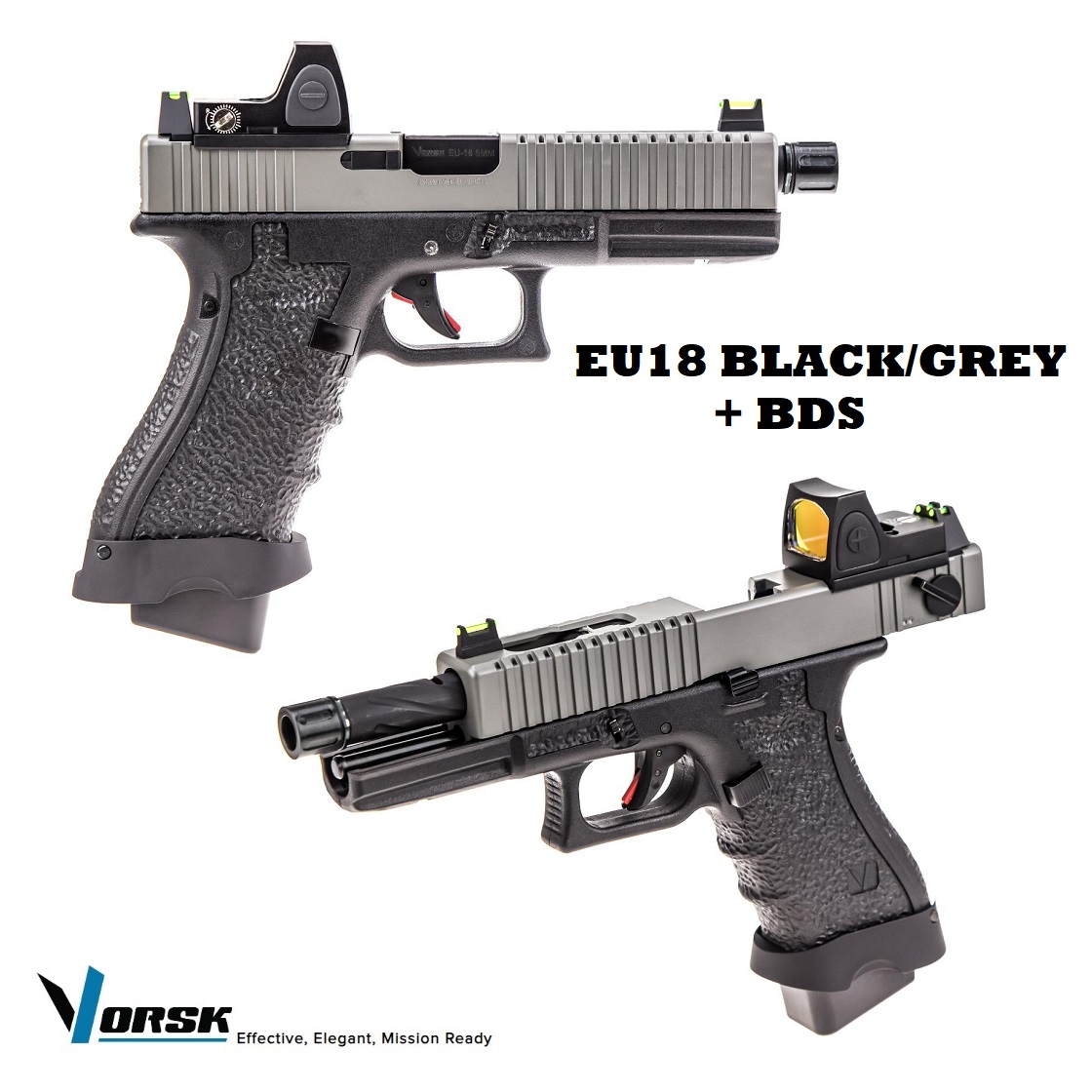 VORSK EU-18 GREY/BLACK Gas Blow-back with red dot(VGP-01-15-BDS)