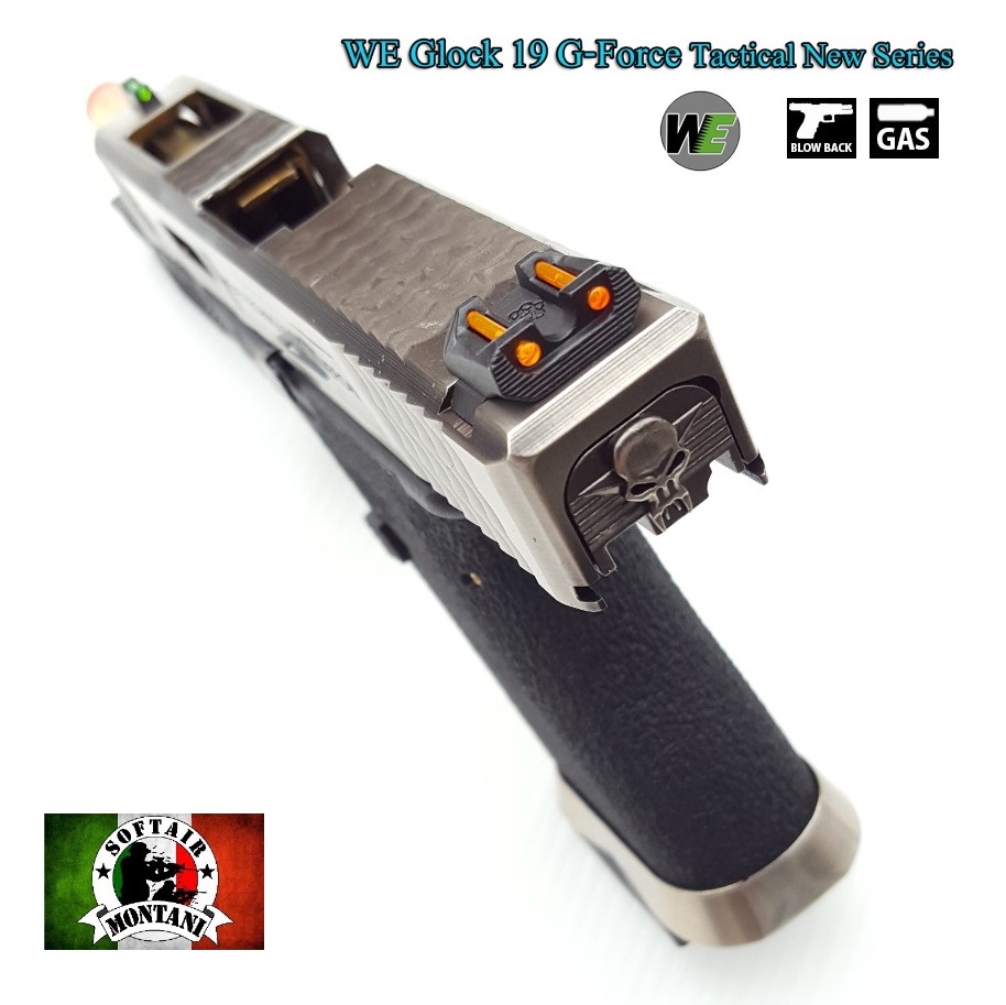 WE GLOCK 19 G FORCE BLACK - carrello cromato/gold - immagine 3