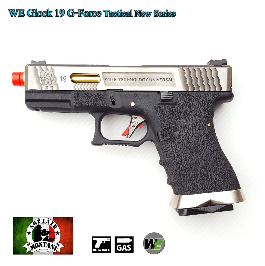 WE GLOCK 19 G FORCE BLACK - carrello cromato/gold - immagine 4