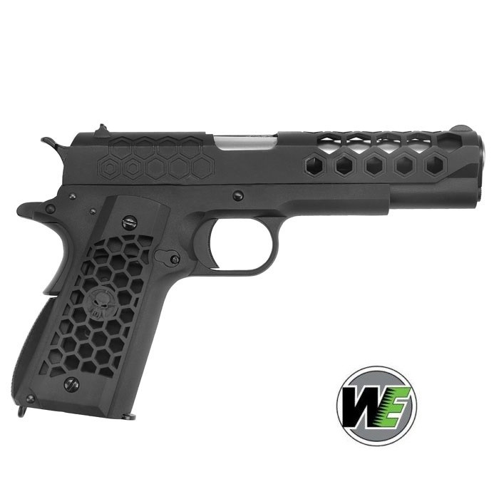 WE 1911 HEX CUT GEN2 BLACK FULL METAL SCARRELLANTE