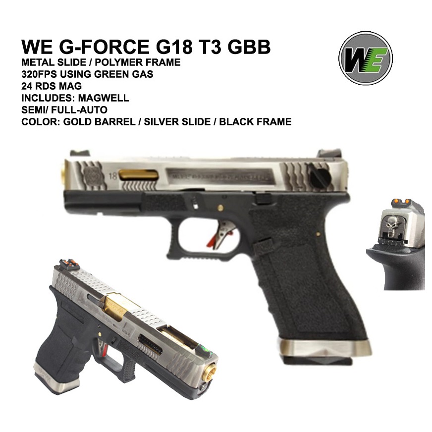 WE GLOCK 18 G FORCE CO2 BLACK - canna gold