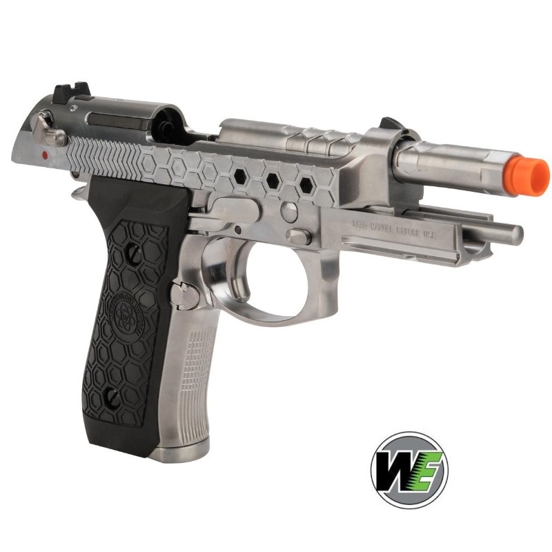 WE M9A1 HEX CUT GEN2 CHROME FULL METAL SCARRELLANTE