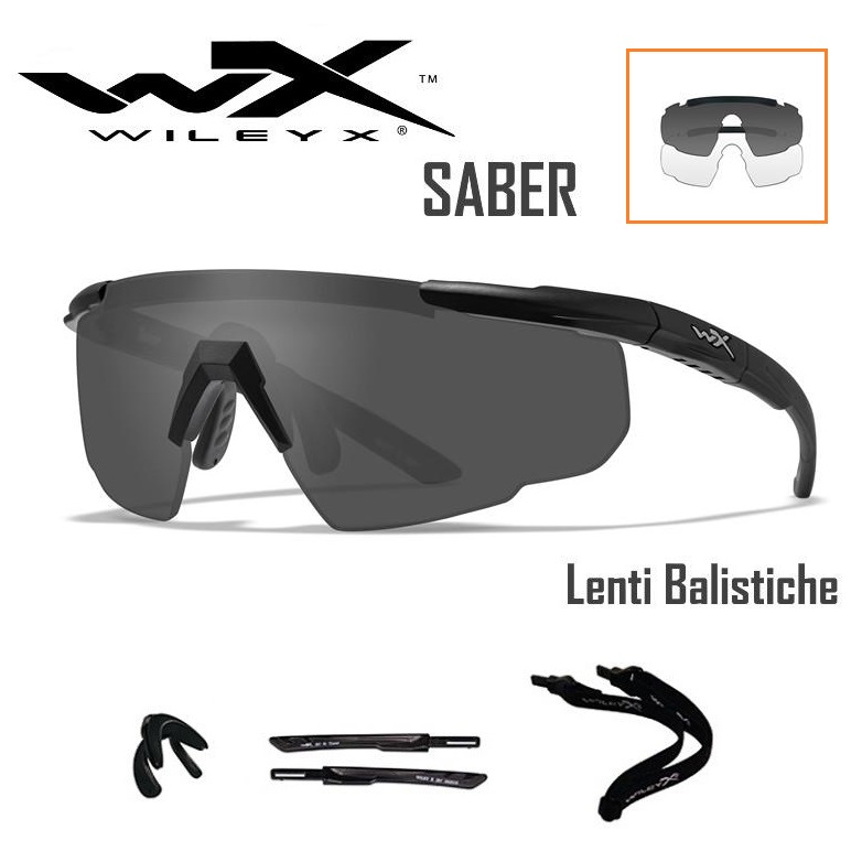 Wileyx SABER Advanced Balistic- kit 2 lenti nera/trasparente (mod.317)