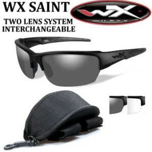 Wiley X WX SAINT GREY/CLEAR Lens -MATTE BLACK FRAME - occhiale balistico (WY-CHSAI07)