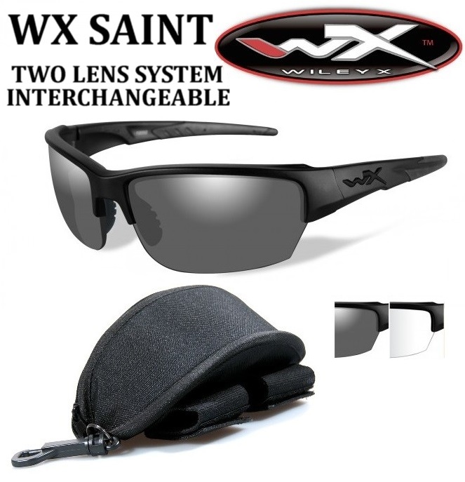 Wiley X WX SAINT GREY/CLEAR Lens -MATTE BLACK FRAME - occhiale balistico (WY-CHSAI07)